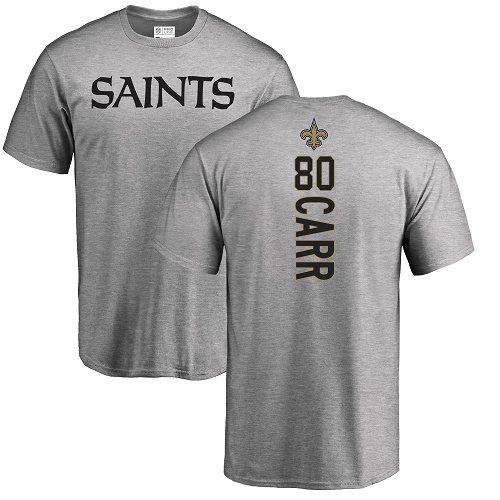 Men New Orleans Saints Ash Austin Carr Backer NFL Football #80 T Shirt->nfl t-shirts->Sports Accessory